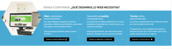 ejemplo de call to action en la pagina web de la agencia ensalza