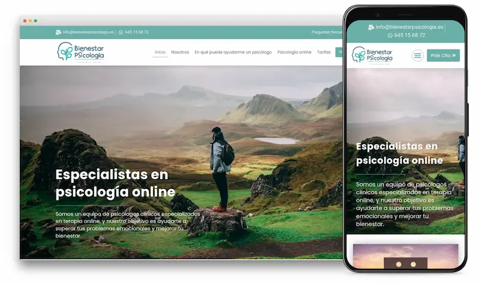 página web de psicológo online diseñada y desarrollada por la agencia web ensalza en madrid