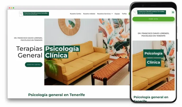 página web moderna de psicología diseñada por ensalza