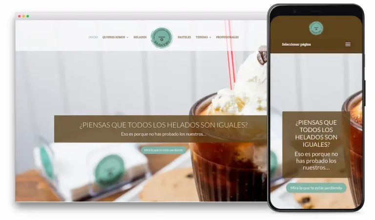 Página web de heladería Bajo Cero diseñada por Ensalza